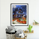 Landscape Digital Painting Hand Painted Canvas Halloween Night View Art Decor