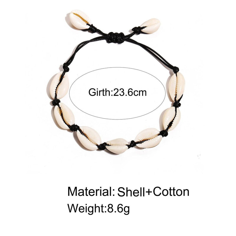 Women Girls Adjustable Cowrie Ankle Foot Chain Shell Bracelet Handmade Braided