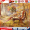 Bench Umbrella No Frame Pictures By Number DIY Art Digital Coding Oil Paint