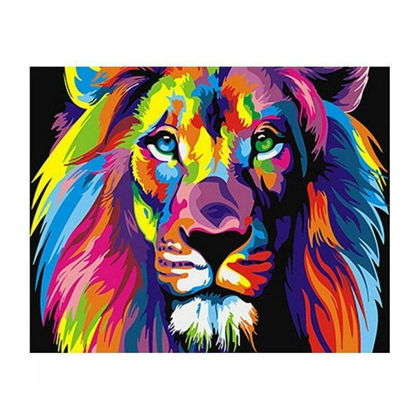 DIY Filling Oil Canvas Paint By Number Kit Multi-Colored Lion Animals Pain hot.