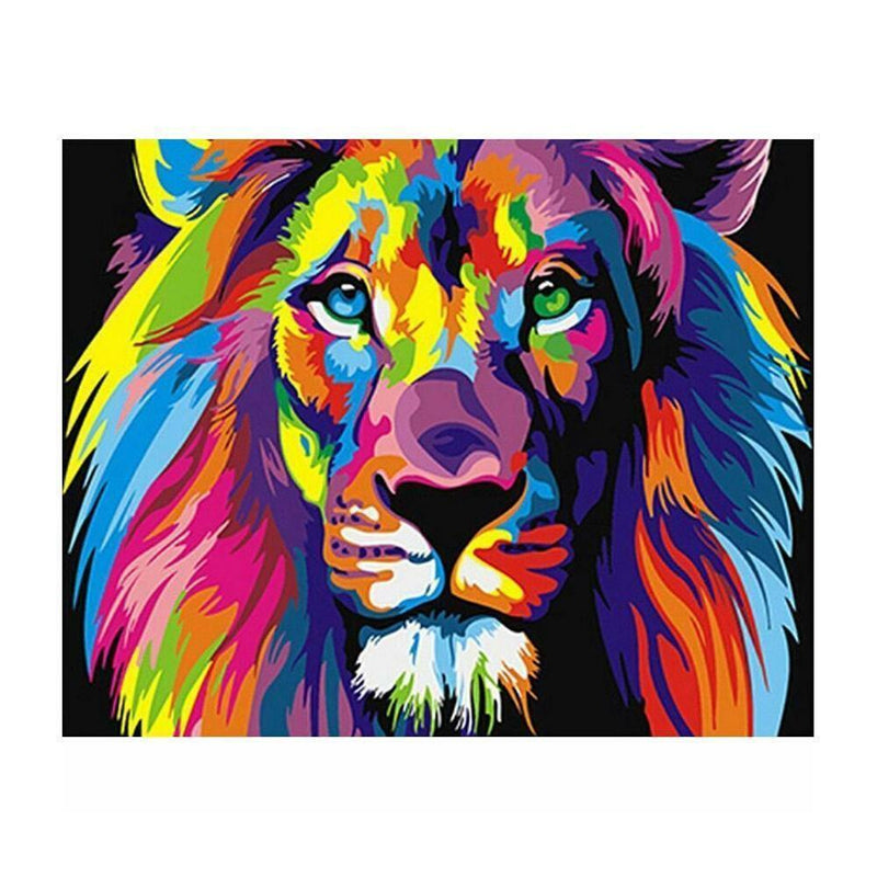 DIY Filling Oil Canvas Paint By Number Kit Multi-Colored Lion Animals Pain hot.
