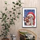 Cartoon Santa Elk Oil Paint By Numbers Kits DIY Handpainted on Canvas Art