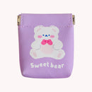 Korean Cute Cartoon Coin Purse Women Mini PU Card Holder Clutch (Purple)