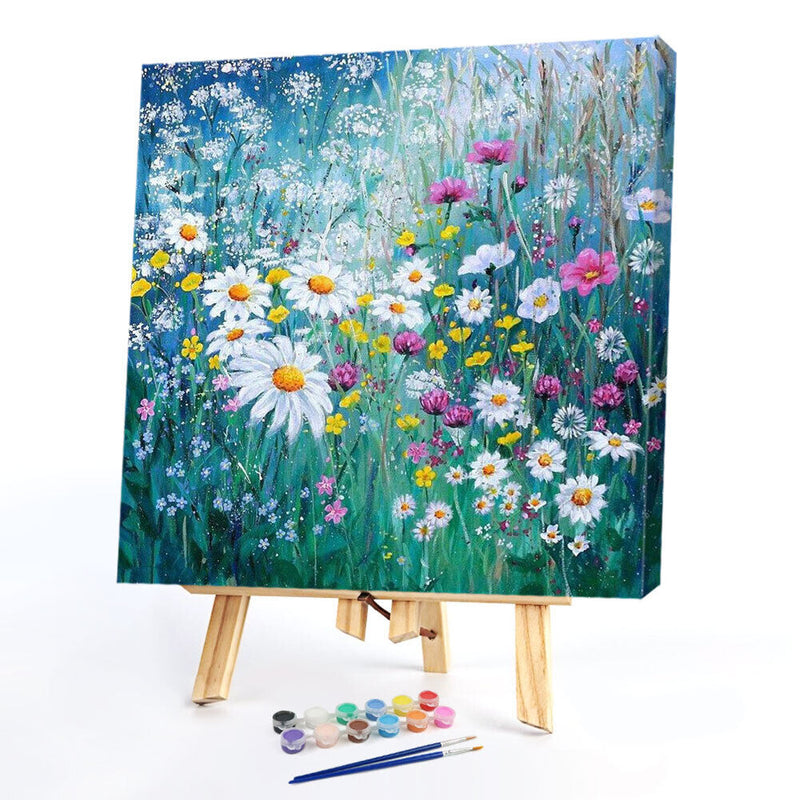 Daisy Bush Oil Paint By Numbers Kits Canvas Picture Wall Art DIY Craft Gift