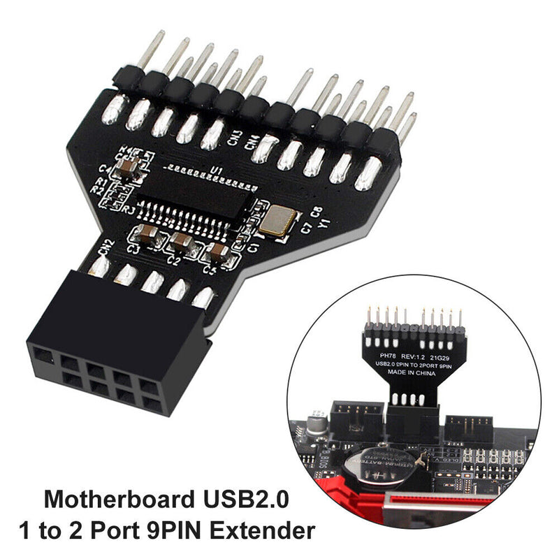 1to 2 USB2.0 9Pin to USB3.0 19Pin Front Panel Plug Connector for Motherboard