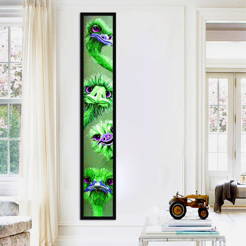 5D Kit Rhinestone Pictures DIY Green Ostrich Full Round Drill Diamond Paint