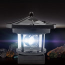 Lighthouse Solar LED Light Garden Outdoor Beacon Rotating Beam Lamp (Black)