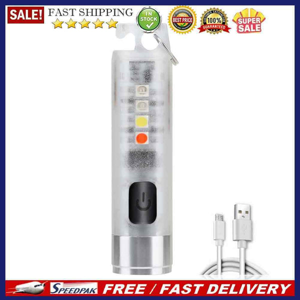 Mini LED Flashlight USB Fishing Camping Bicycle Light Emergency Keyring Torch