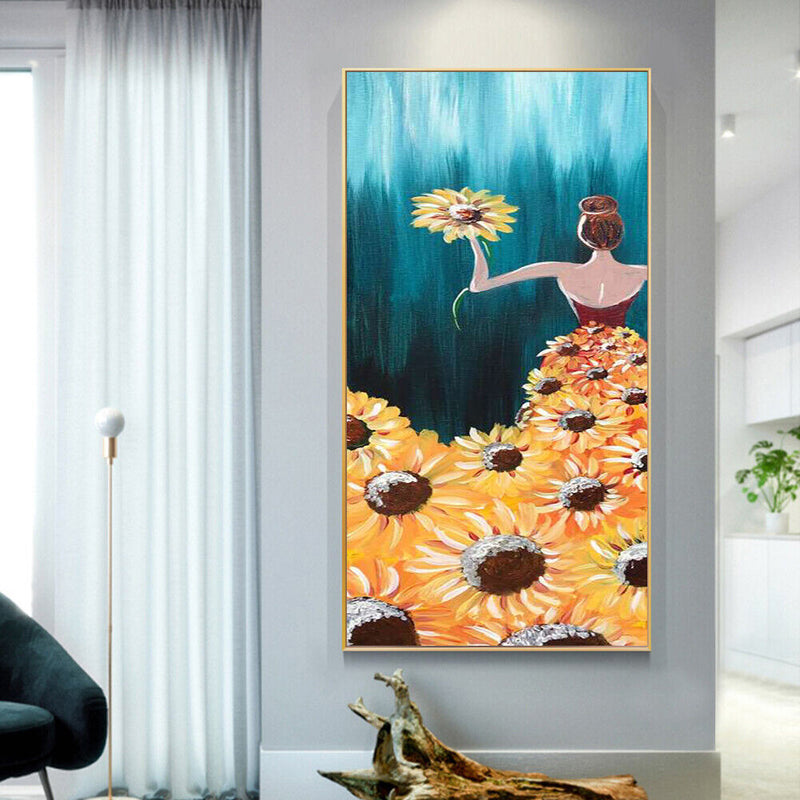 Frameless Oil Paint By Numbers DIY Flowered Skirt Girl Picture Craft for Home