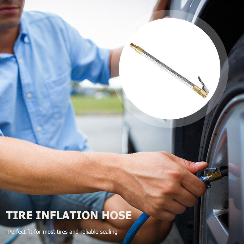 Car Motorcycle Bike Tire Inflator Hose Stainless Steel 300PSI Pressure for