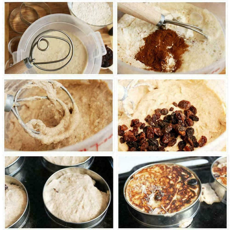 Steel Danish Dough Whisk Blender Cake Bread Dough Pastry F5T7 R5W3 Stick V8K9