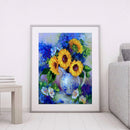Frameless Sunflowers in Vase Oil Paint By Numbers Kit DIY Handmade Drawing Craft