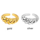 Trendy Creative Party Gift French Croissant Ring Adjustable Twill Opening