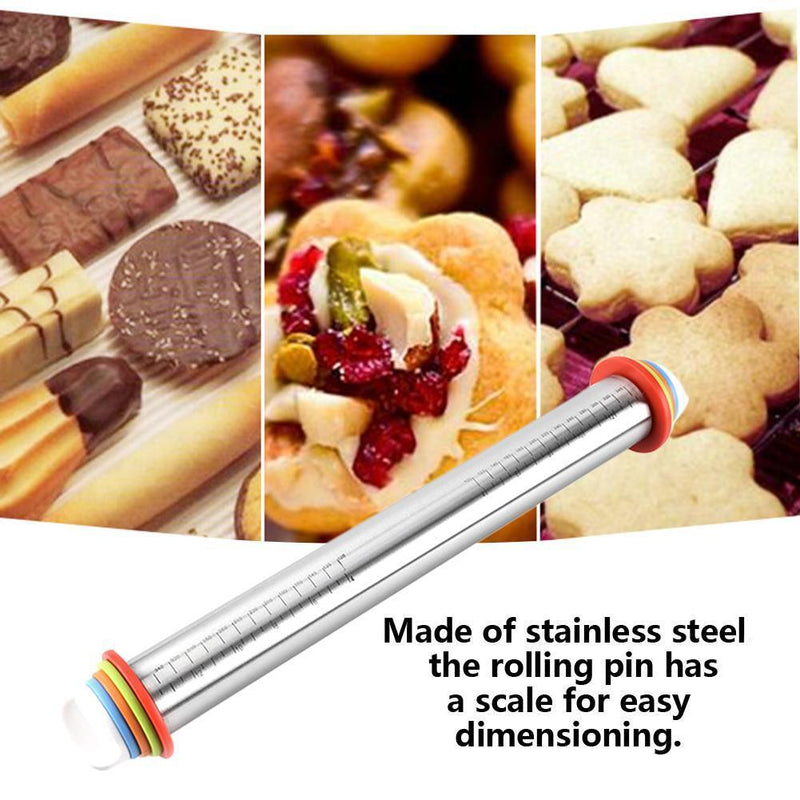 Stainless Steel Rolling Pin Dough Mat Dough Roller Adjustable Kitchen Tool