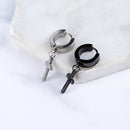Stainless Steel Hoop Piercing Ear Stud Cross Stars Dangle Earrings Pendant