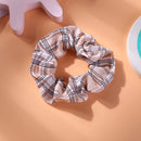 Hair Scrunchies Plaid Women Elastic Ponytail Holder Hair Ties Rope (Khaki) Newly