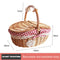 Small Picnic Wicker Basket Camping Fruit Food Rattan Hamper (Red Lattice) Newly