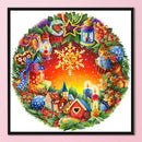 Partial Embroidery Kits Christmas House Candles 11CT Stamped Needlework Artwork