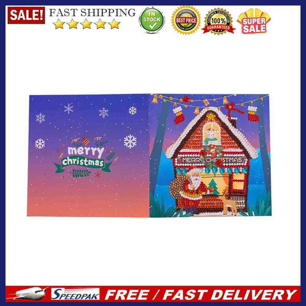 4PCS Christmas Card Special Shape Glitter Diamond DIY Cards Drill Kit