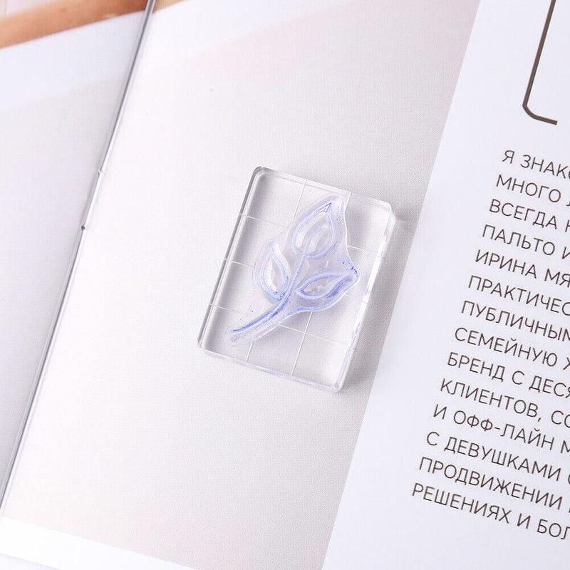 Acrylic Stamp Block Clear Stamping Tool Set with Grid Line Craft (3x4cm) Newly