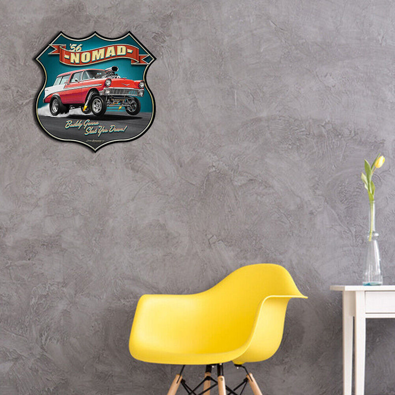 Nomad Car Shield Shape Plate Metal Tin Sign Plate for Bar Pub Club Garage Craft