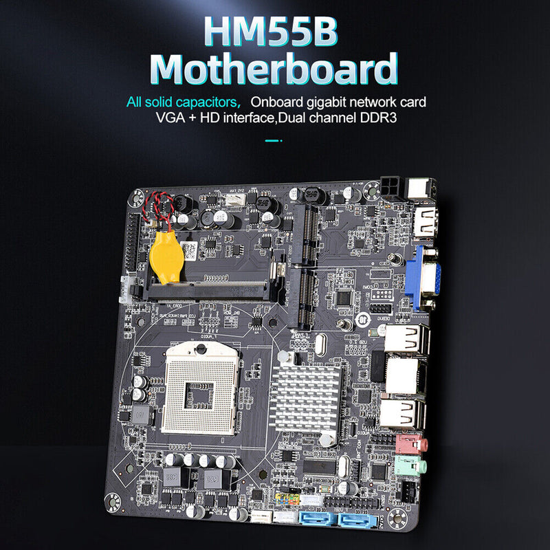 JINGSHA HM55 PGA988 DDR3 Desktop Mini ITX Motherboard Chipset Stand i3 i5 i7