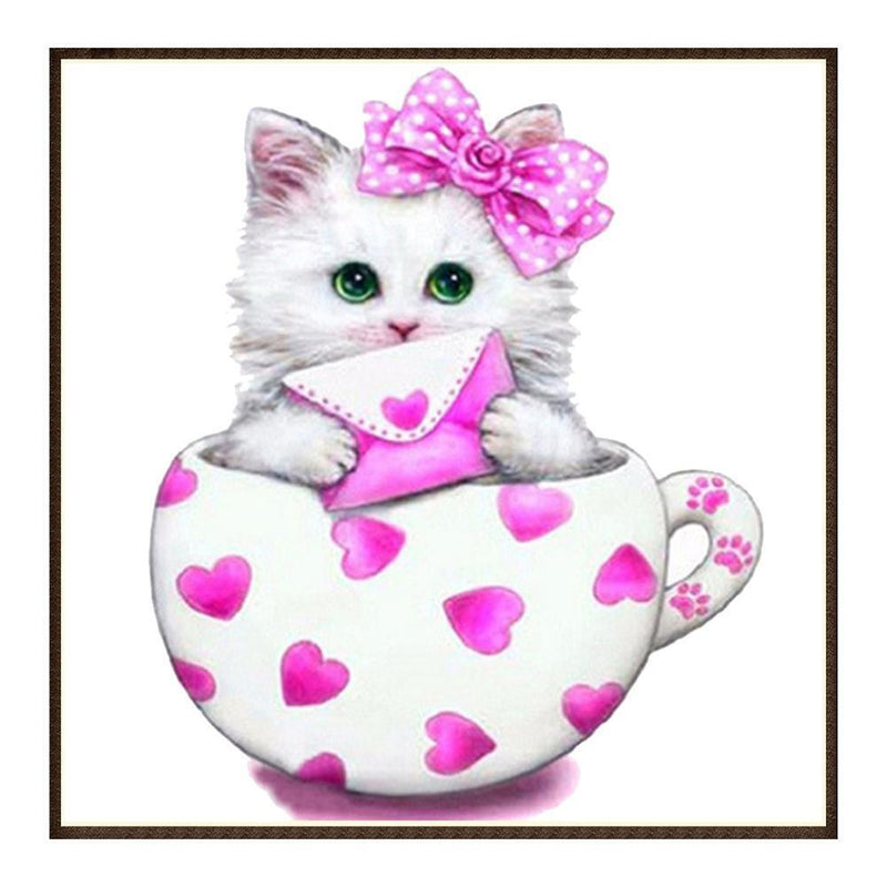 Cat 5D DIY Diamond Painting Embroidery Mosaic Needlework Home Decor(Pink) Newly