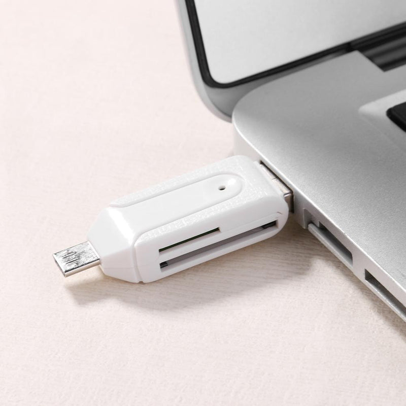 USB2.0 Micro USB OTG Card Reader for TF SD Memery Card for PC Phone (White)
