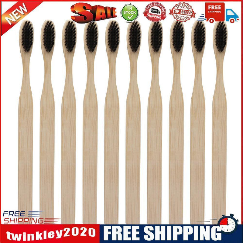 10pcs Environmental Soft Head Bamboo Oral Care Teeth Eco Toothbrush(Black)