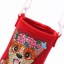 Round Messenger Strap Water Bottle Insulated Protective Bag (Red Dog)