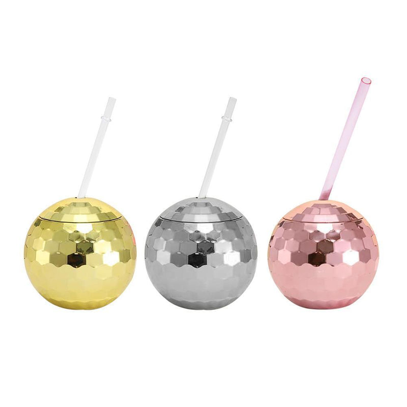 6pcs-600ml Disco Ball Cup Cocktail Nightclub Party Straw Wine Glass Mug