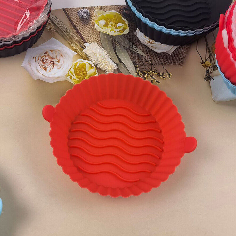 Silicone Air Fryer Liner Non-Stick Fryer Basket Steamers Oil Mat (Red) Newly