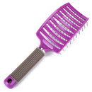 Portable Curved Ribs Scalp Massage Comb Fluffy Styling Brush (A Purple)