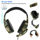 3.5mm Wired Gaming Headset Camouflage Over Ear Headphones with Microphone Newly