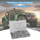 70pcs 7 Sizes Stainless Steel Single Ear Pants Clamps Clips Air Fuel Pipe Clips