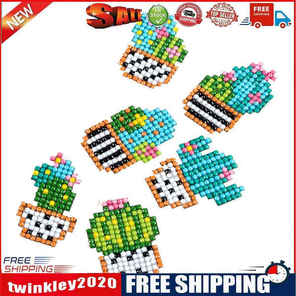 DIY Cactus Kids Round Diamond Stickers Full Drill Diamond Painting Kits