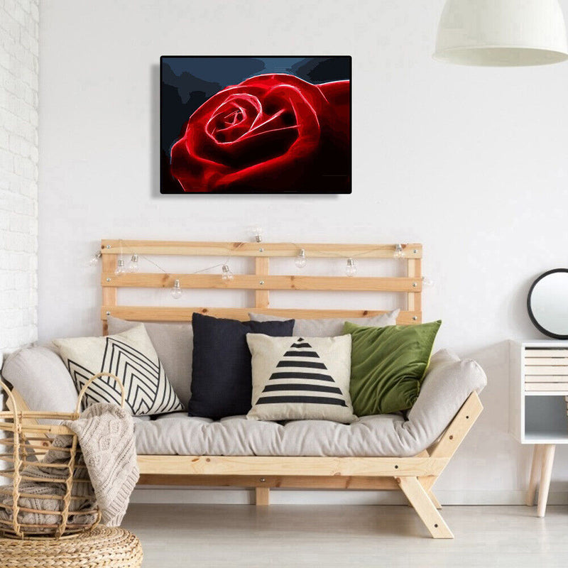 DIY Digital Painting By Numbers Rose Frameless Canvas Picture Home Wall Art