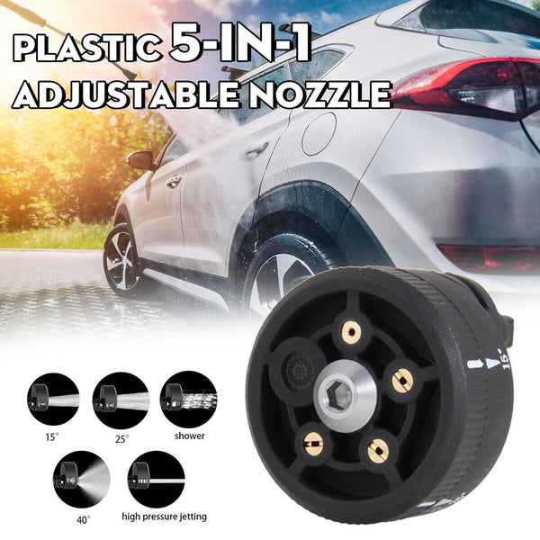 Plastic 5 in 1 Adjustable Nozzle for 1/4inch High Pressure Cordless Washer Clea`