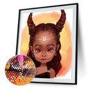 5D DIY Diamond Painting Full Round Drill Brown Little Girl Wall Decor Rhine