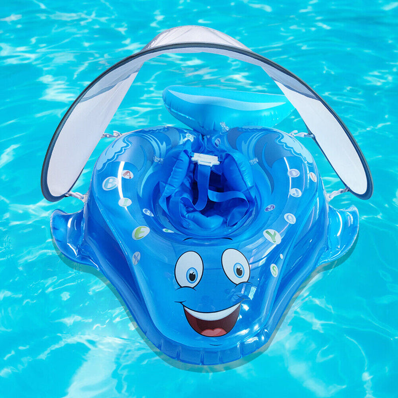 Baby Sunshade Swimming Rings Seat Inflatable Infant Kids Float Swim Circle