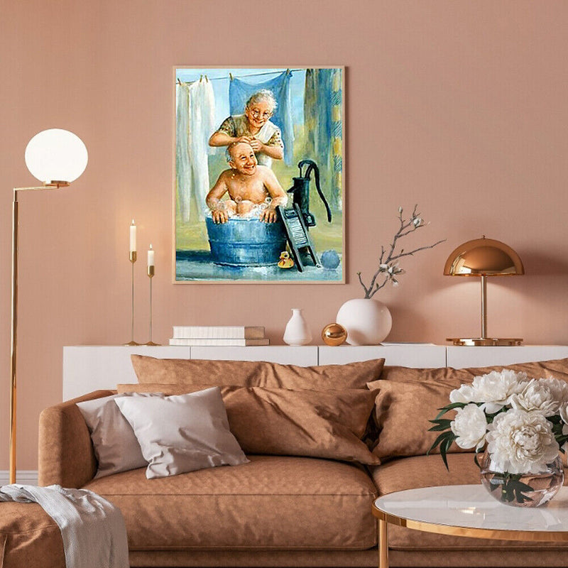 5D DIY Diamond Painting Old Couple Full Round Drill Mosaic Picture Rhinestones