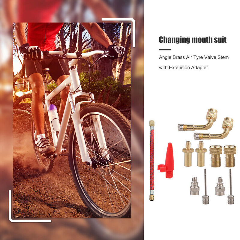 12pcs/set Pump Adaptor Kit Bike Tire Presta American Valve Adapter Needles Newly