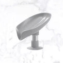 Leaf Shape Soap Box Drain Stand Suction Cup Punch-free Holder (Short Grey) Newly