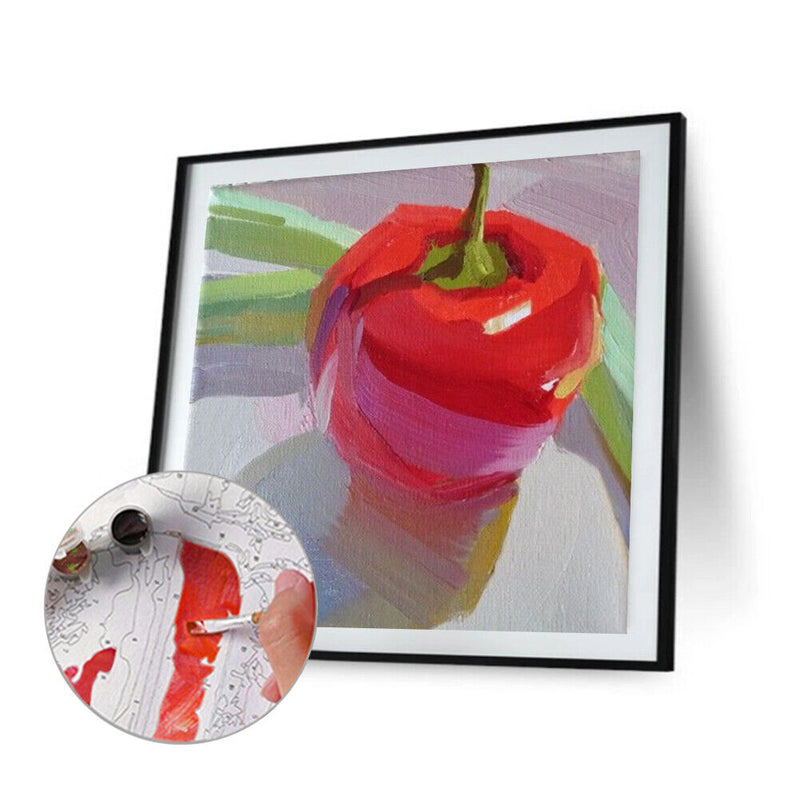 Oil Paint by Numbers Pepper Flower Canvas Artwork Living Room Picture Decoration