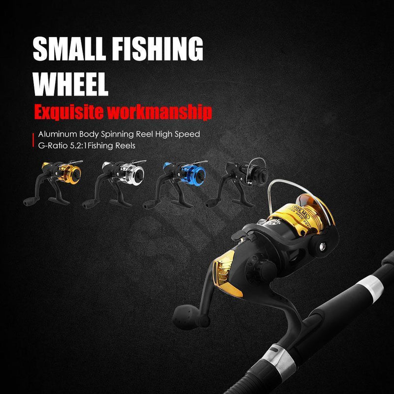 5pcs Metal Spinning Fishing Reel High Speed G-Ratio 5.2:1 NO Line(Black)