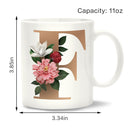 Unique Creative Ceramic Coffee Mug Cup with Flower Letter F for Home Office