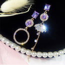 Jewelry Women Purple Crystal Rhinestone Dangle Earrings Drops Earrings Ear Stud