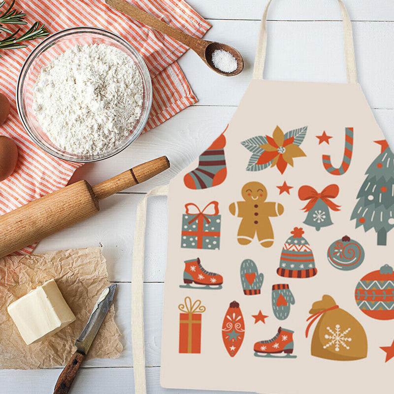 Christmas Printing Kitchen Cotton Linen Apron for Kids Home Cooking Baking Bibs