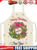 Merry Christmas Wreath Printed Apron Kitchen Linen Bibs Home Cooking Aprons