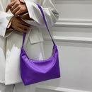 Women Solid Color Messenger Bag Lady Nylon Zipper Crossbody Bag (Purple)